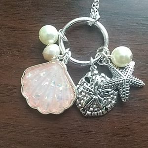 Silver chained necklace with sea charms